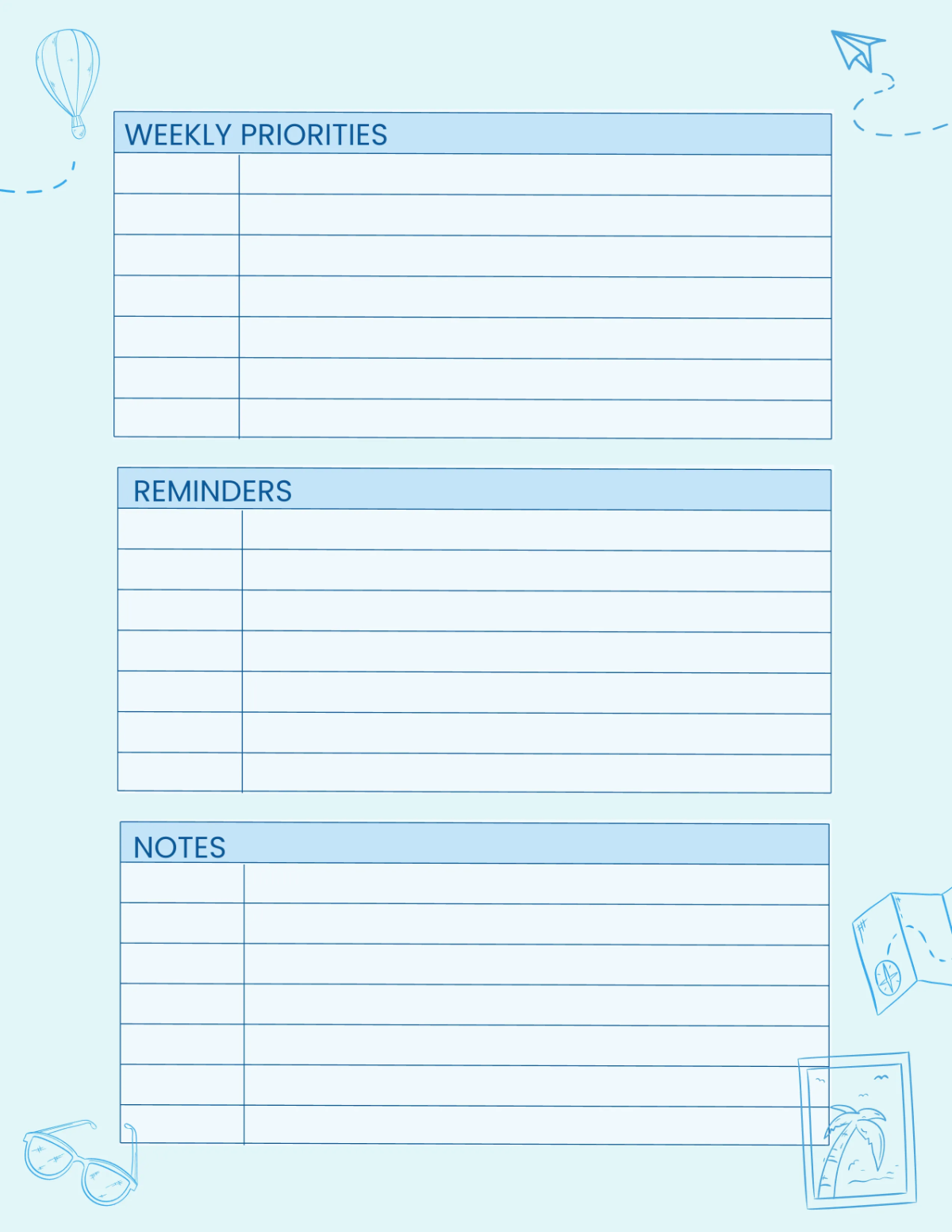 Free Travel Agency Weekly Planner Template to Edit Online