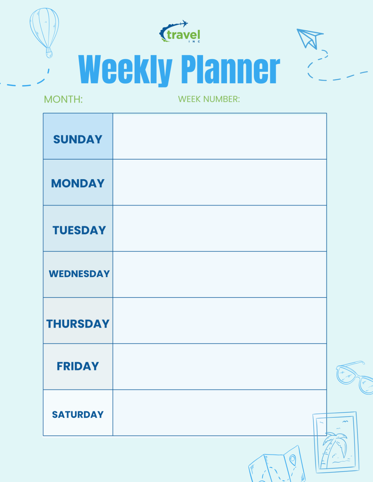 Travel Agency Weekly Planner Template