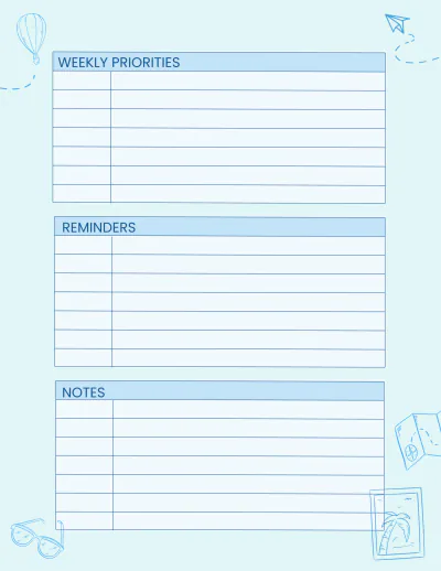 Free Travel Agency Weekly Planner Template to Edit Online
