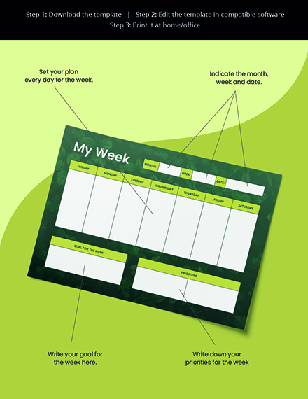 Weekly Desk Planner Template Editable