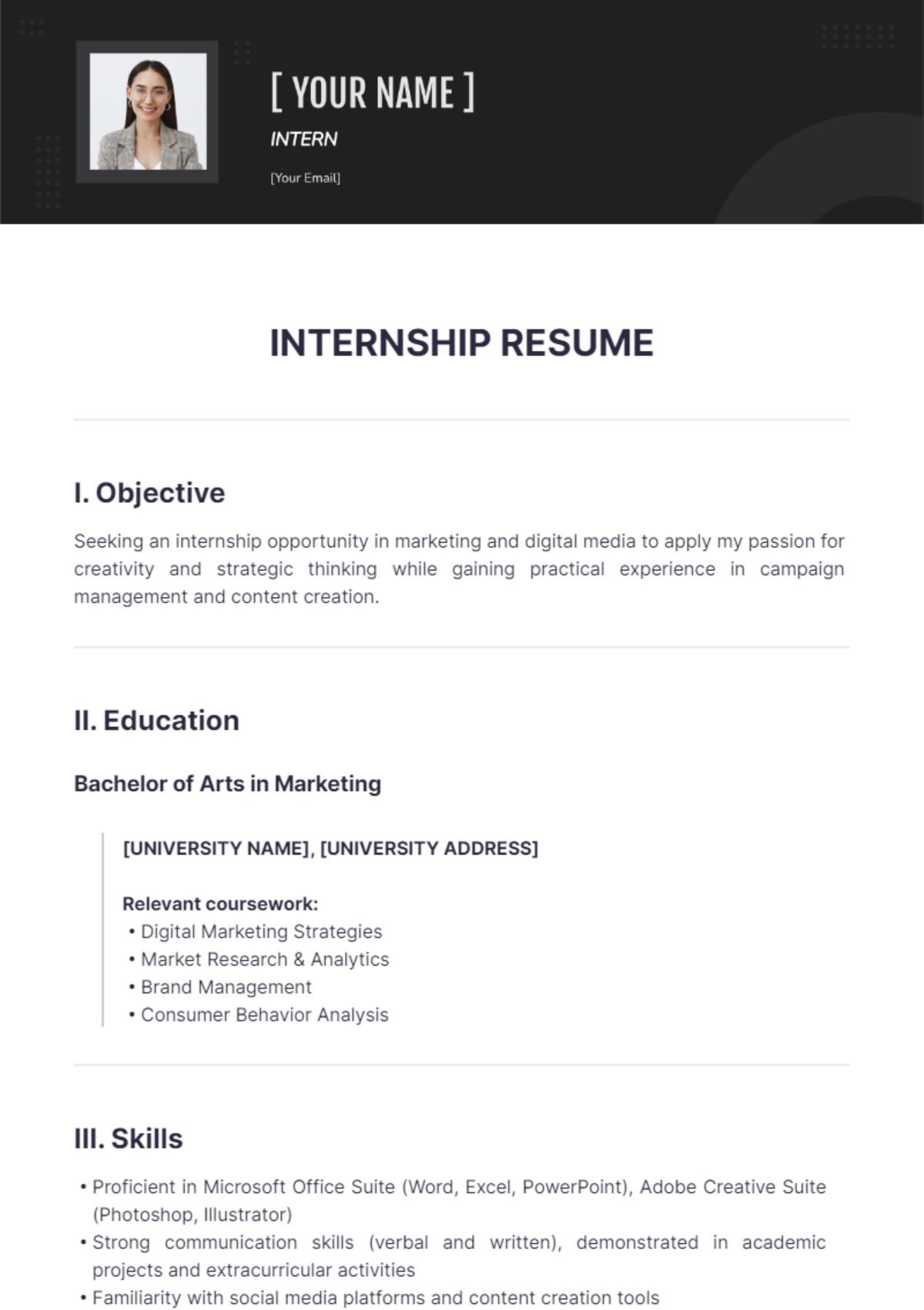 Internship Resume - Edit Online & Download