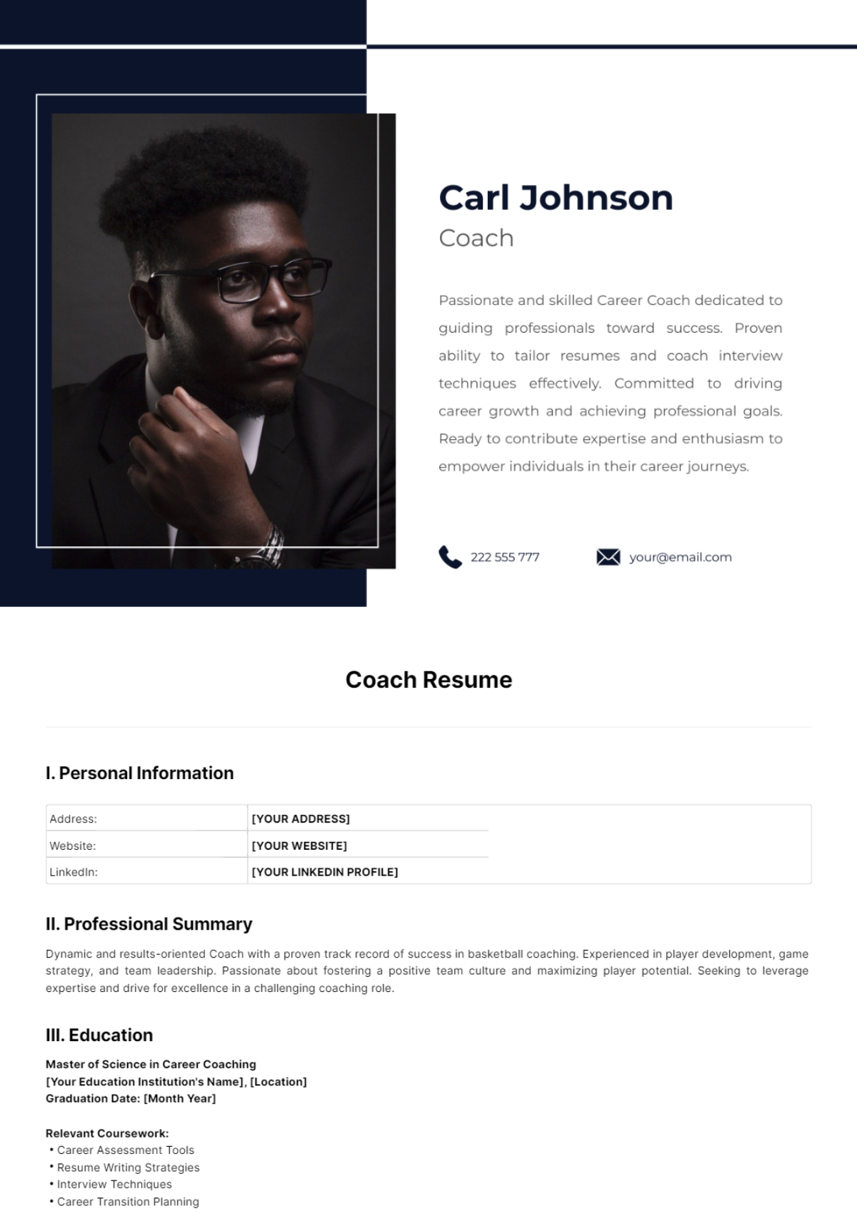 Coach Resume Template
