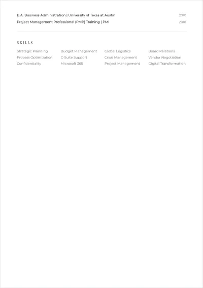 Free Executive Assistant ATS Resume Template, AI Resume Builder