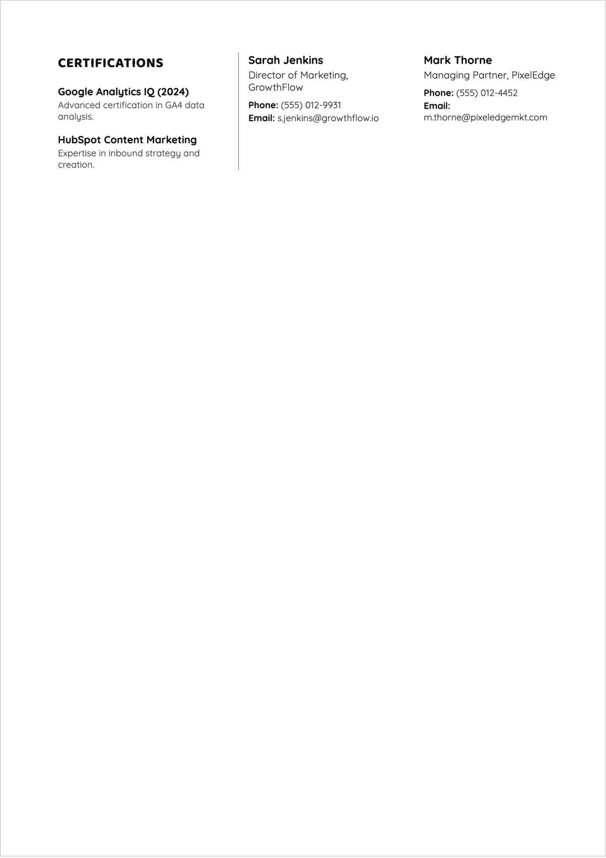 Free Content Writer ATS Resume Template, AI Resume Builder