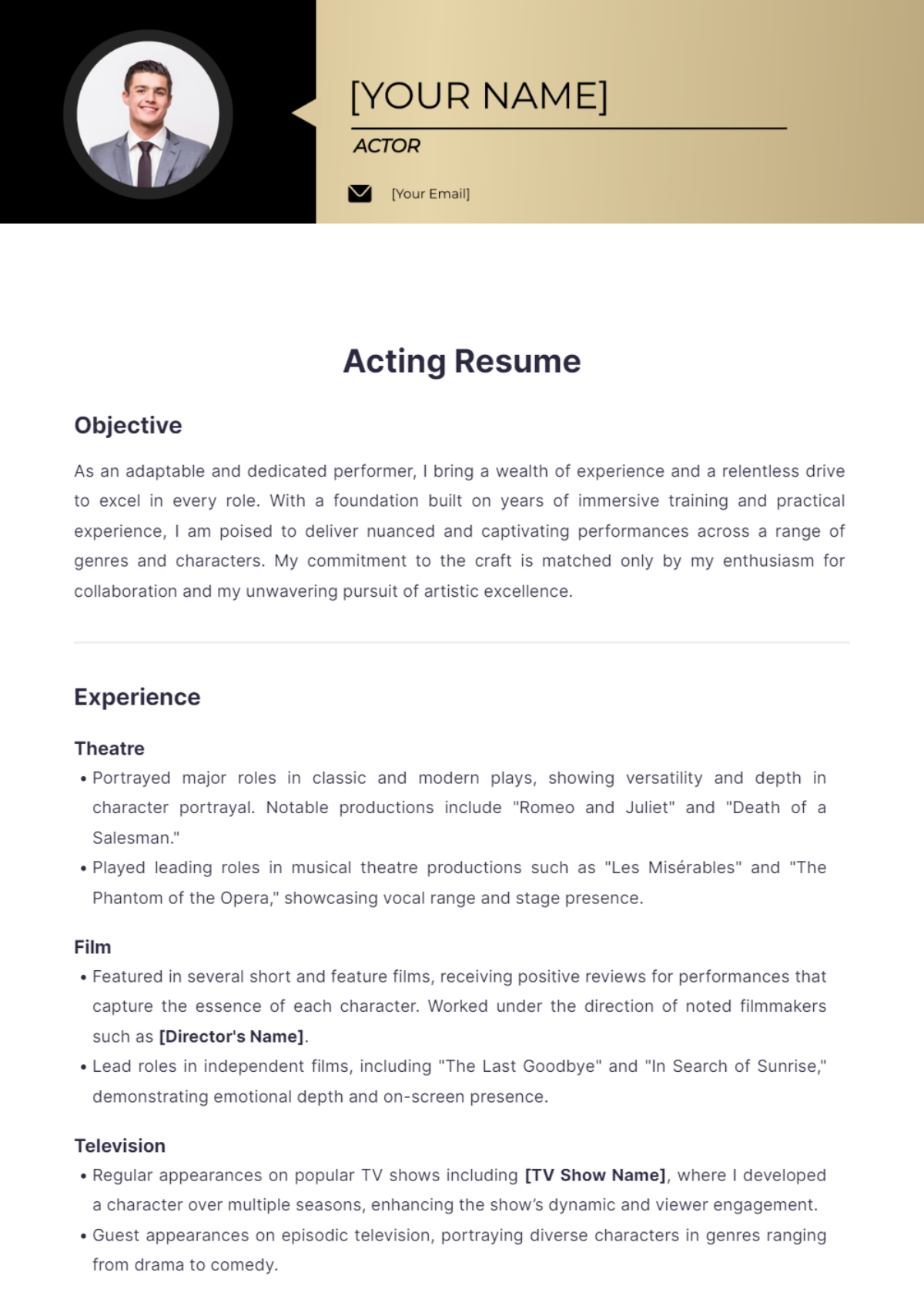 Acting Resume Template - Edit Online & Download