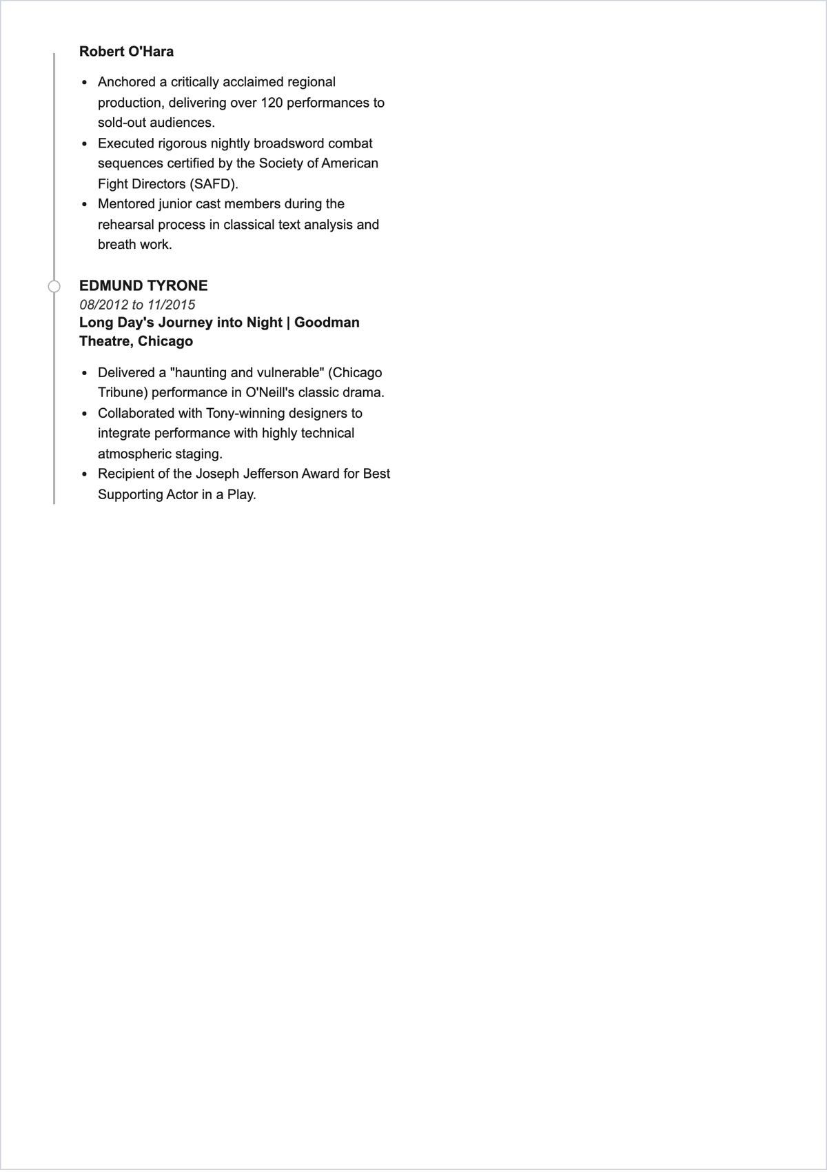 Free Acting ATS Resume Template, AI Resume Builder
