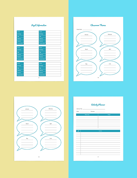 Personal Preschool Planner Template - Word (DOC) | Apple (MAC) Pages