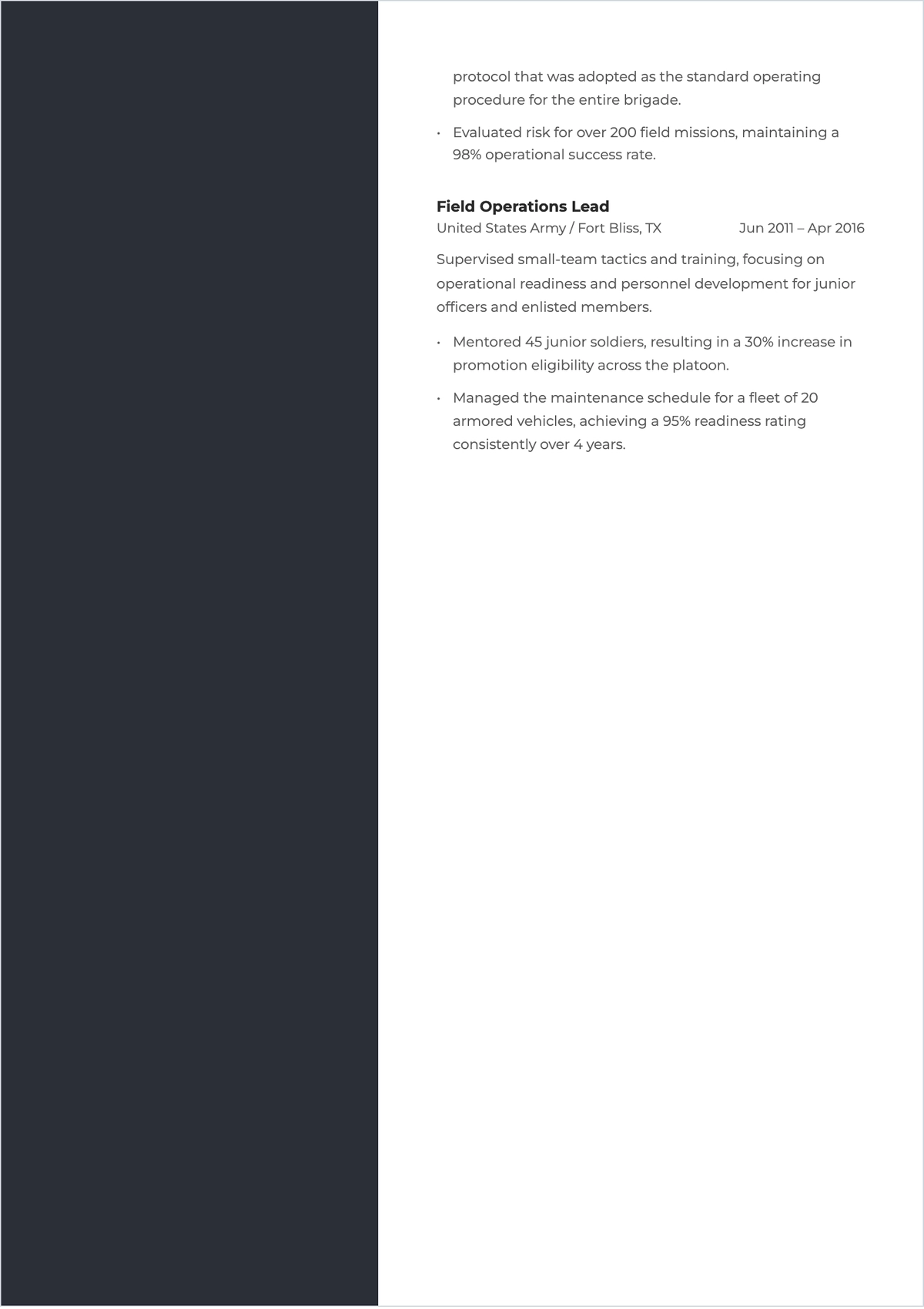 Free Military ATS Resume Template, AI Resume Builder