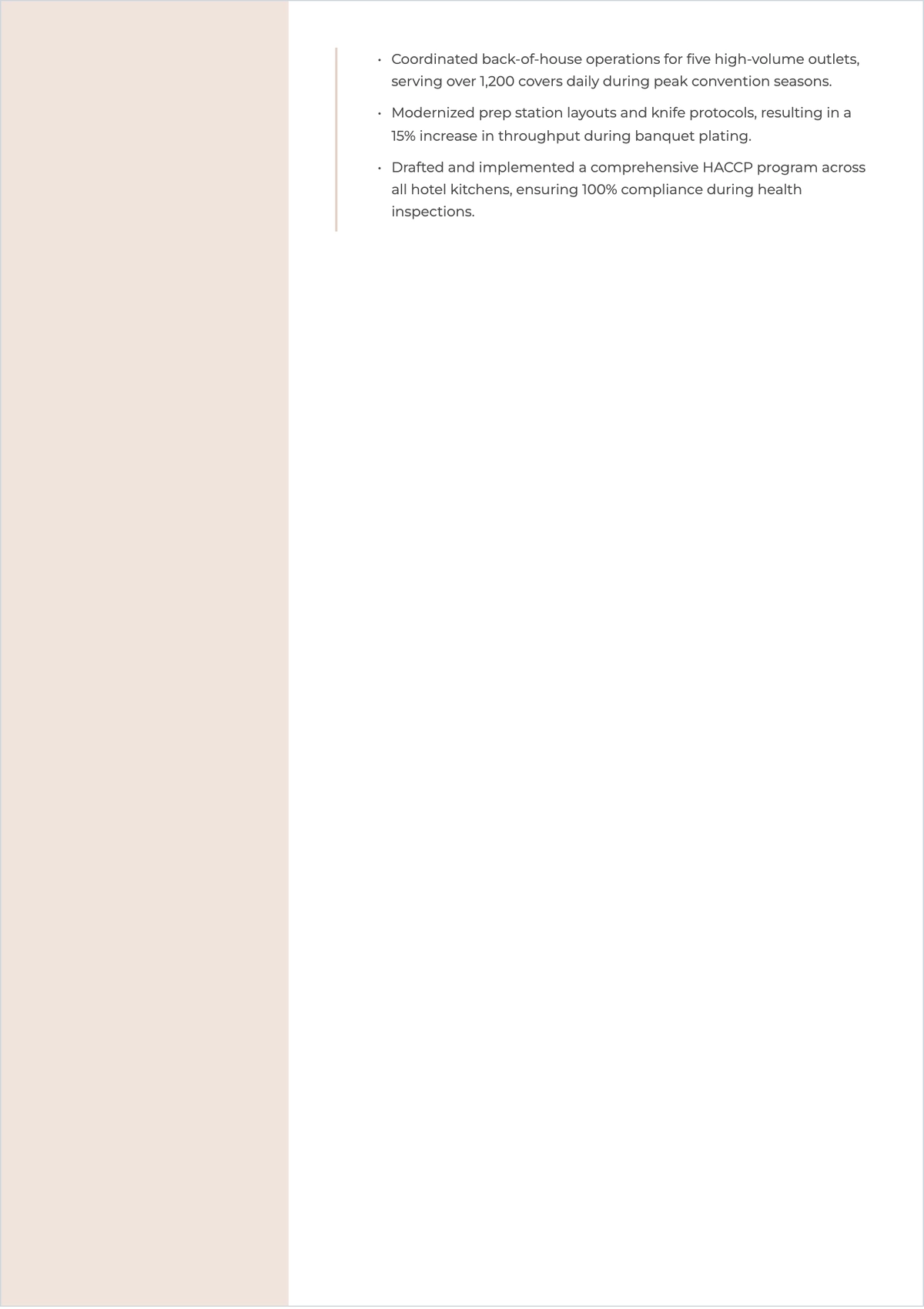 Free Executive Chef ATS Resume Template, AI Resume Builder