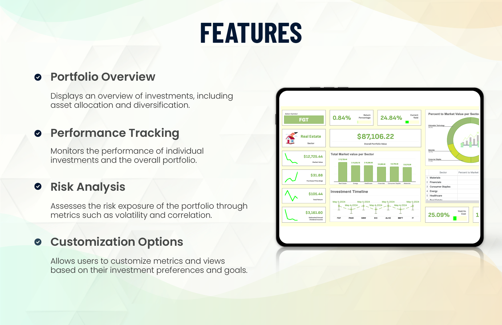 Financial Investment Portfolio Dashboard Template