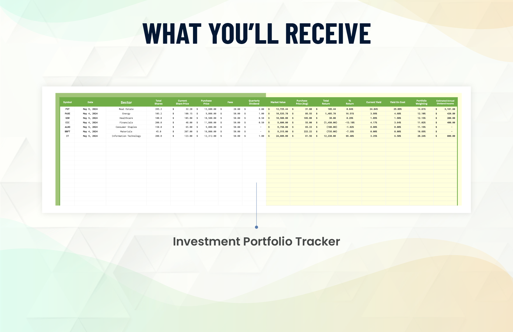 Financial Investment Portfolio Dashboard Template