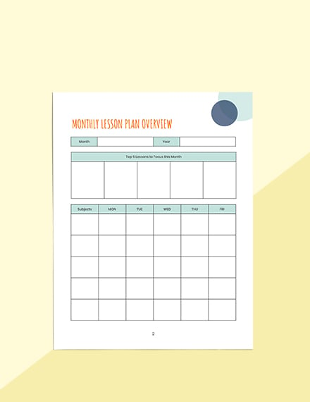 Monthly Preschool Planner Template - Word | Apple Pages