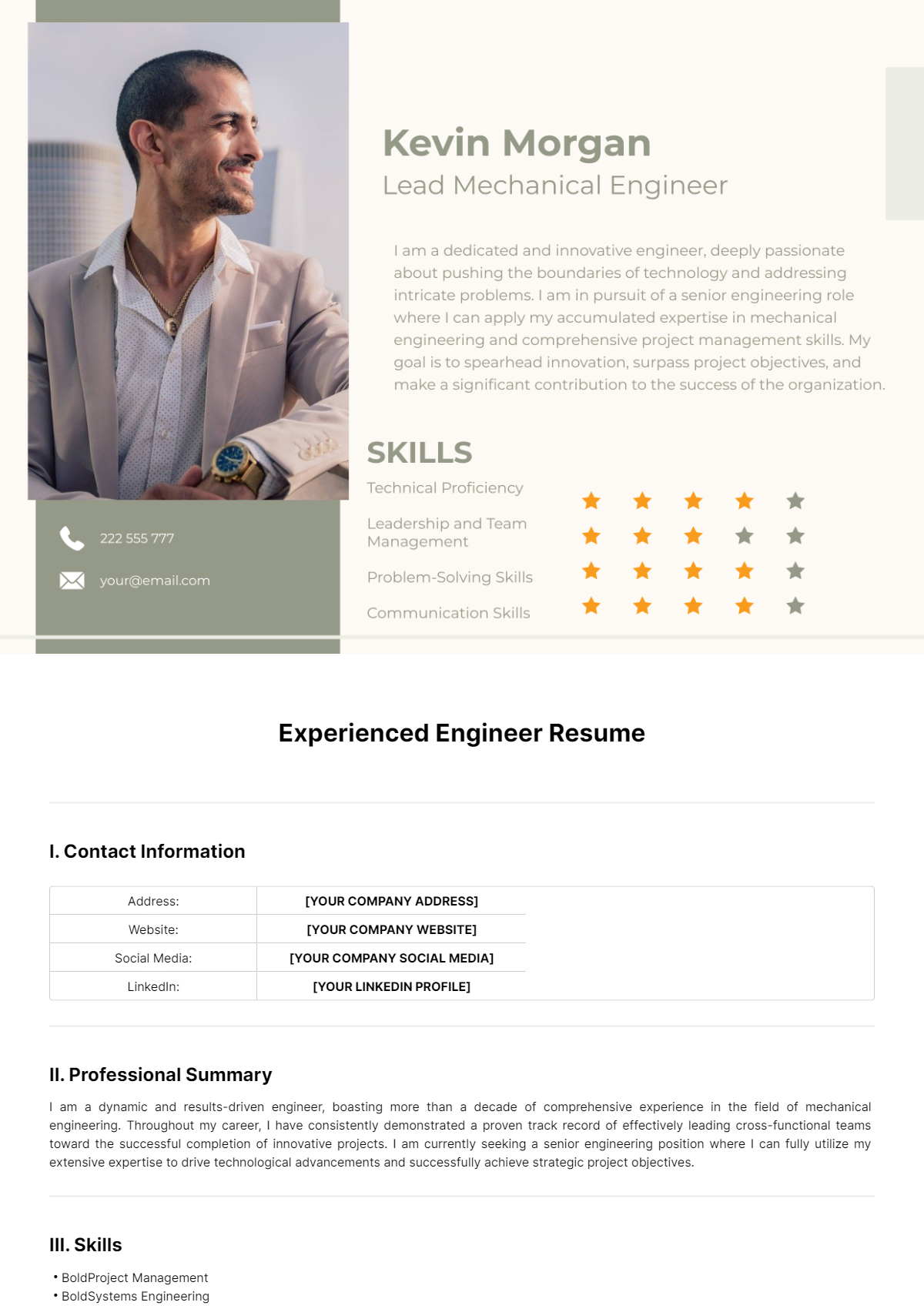 Experienced Engineer Resume