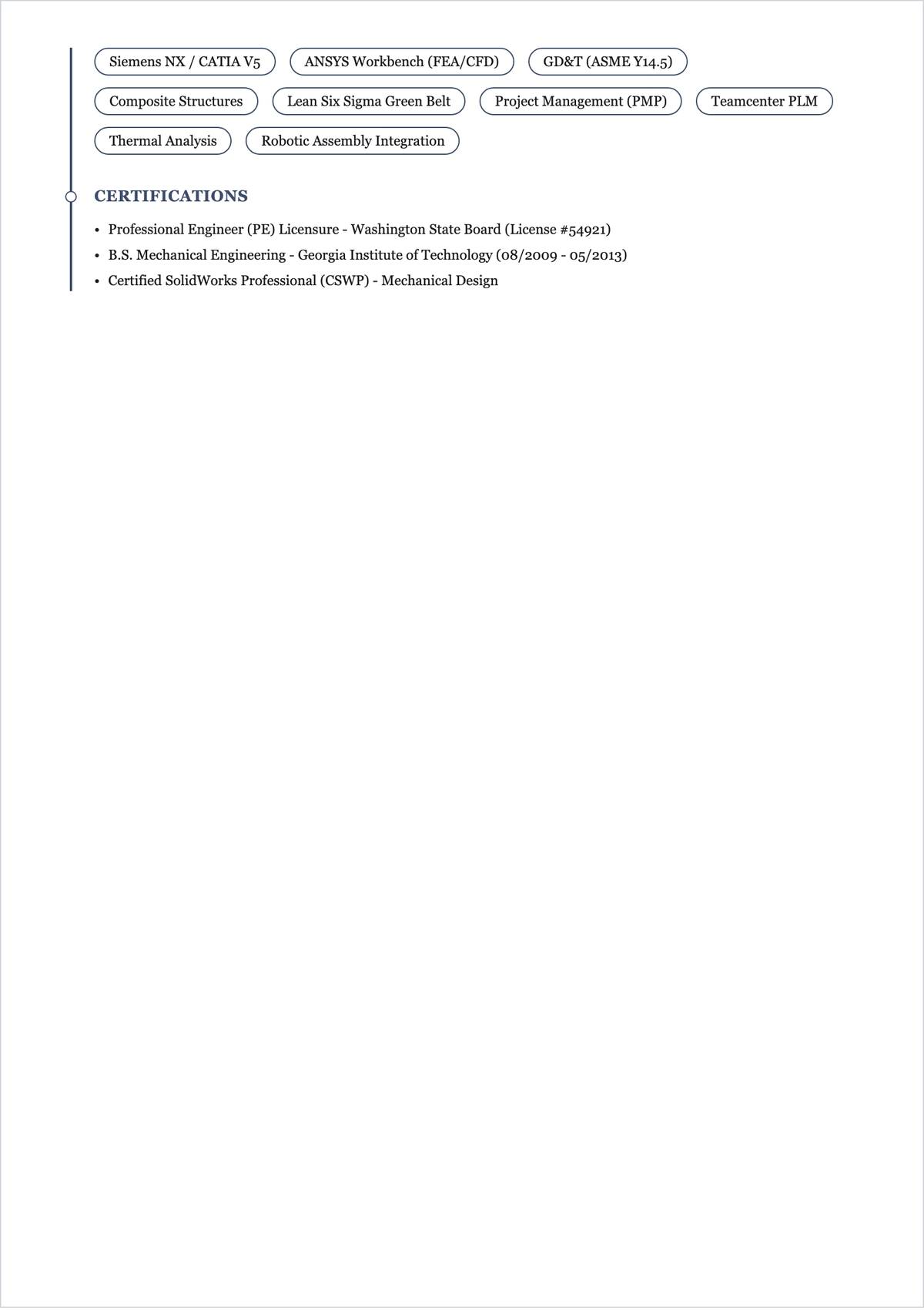 Free Experienced Engineer ATS Resume Template, AI Resume Builder