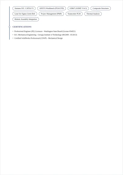 Free Experienced Engineer ATS Resume Template, AI Resume Builder