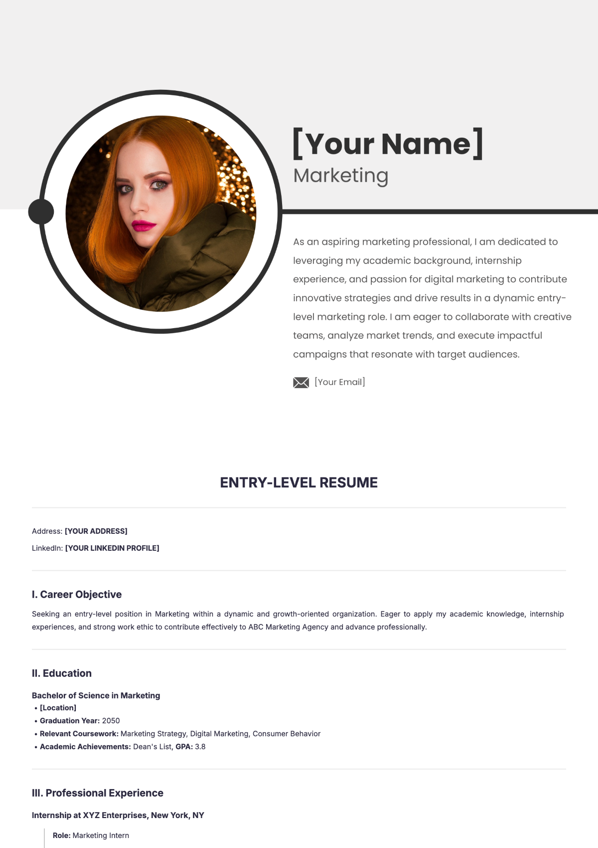 Entry Level Resume Template - Edit Online & Download