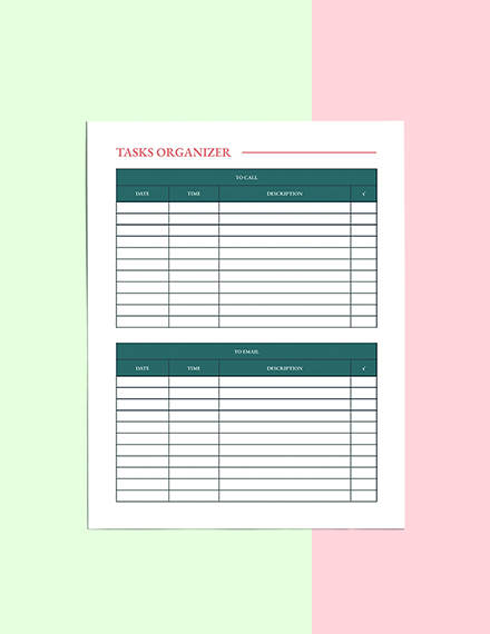 Front Desk Planner Template Example