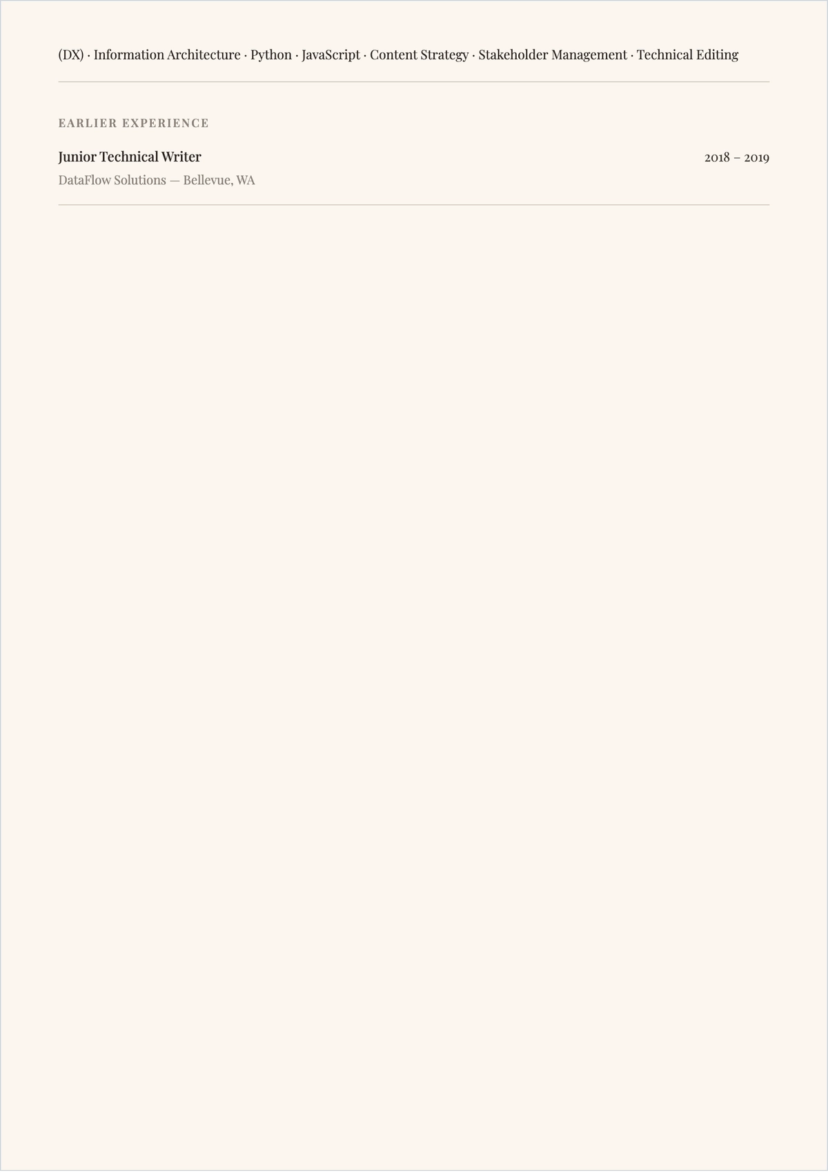 Free Technical Writer ATS Resume Template, AI Resume Builder