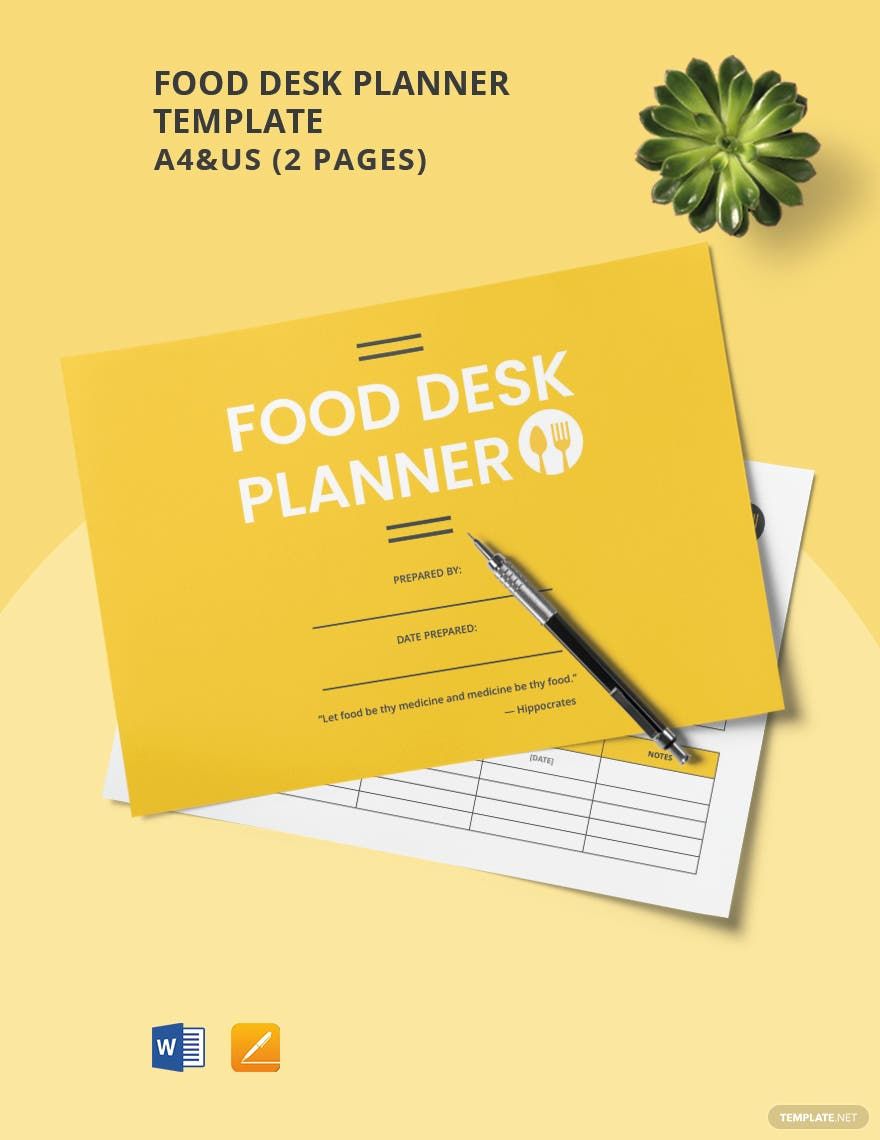 Food Desk Planner Template in Word, Google Docs, PDF, Apple Pages