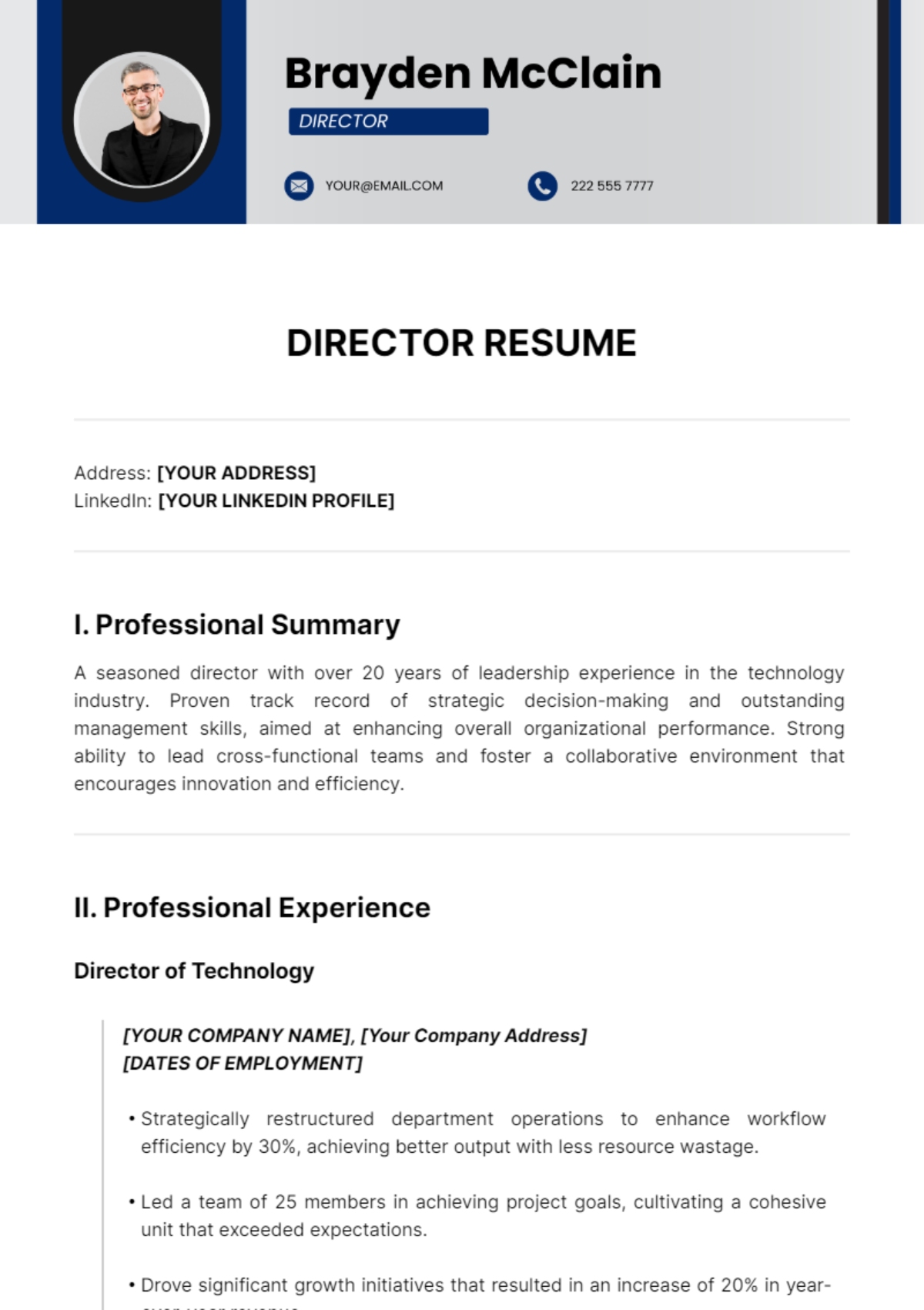 Director Resume Template