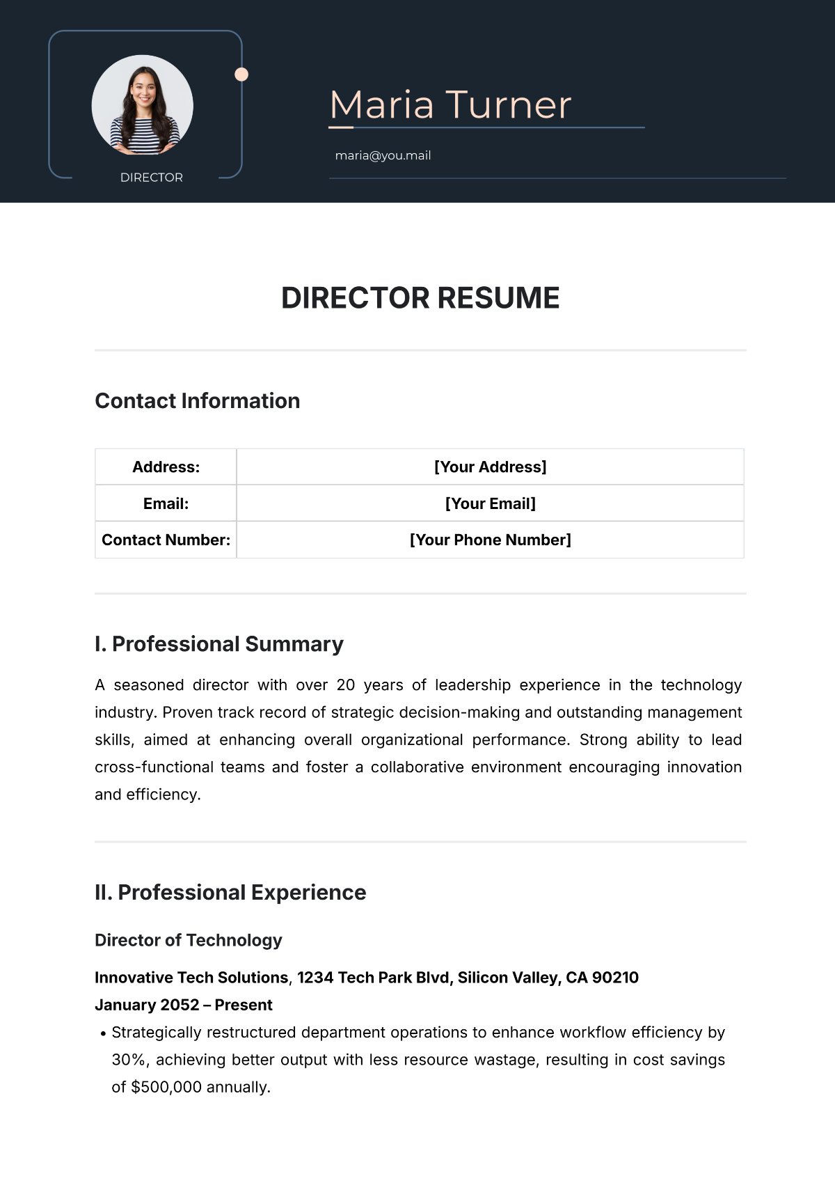 Director Resume Template - Edit Online & Download