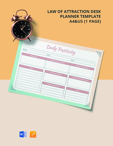 Law of Attraction Desk Planner Template