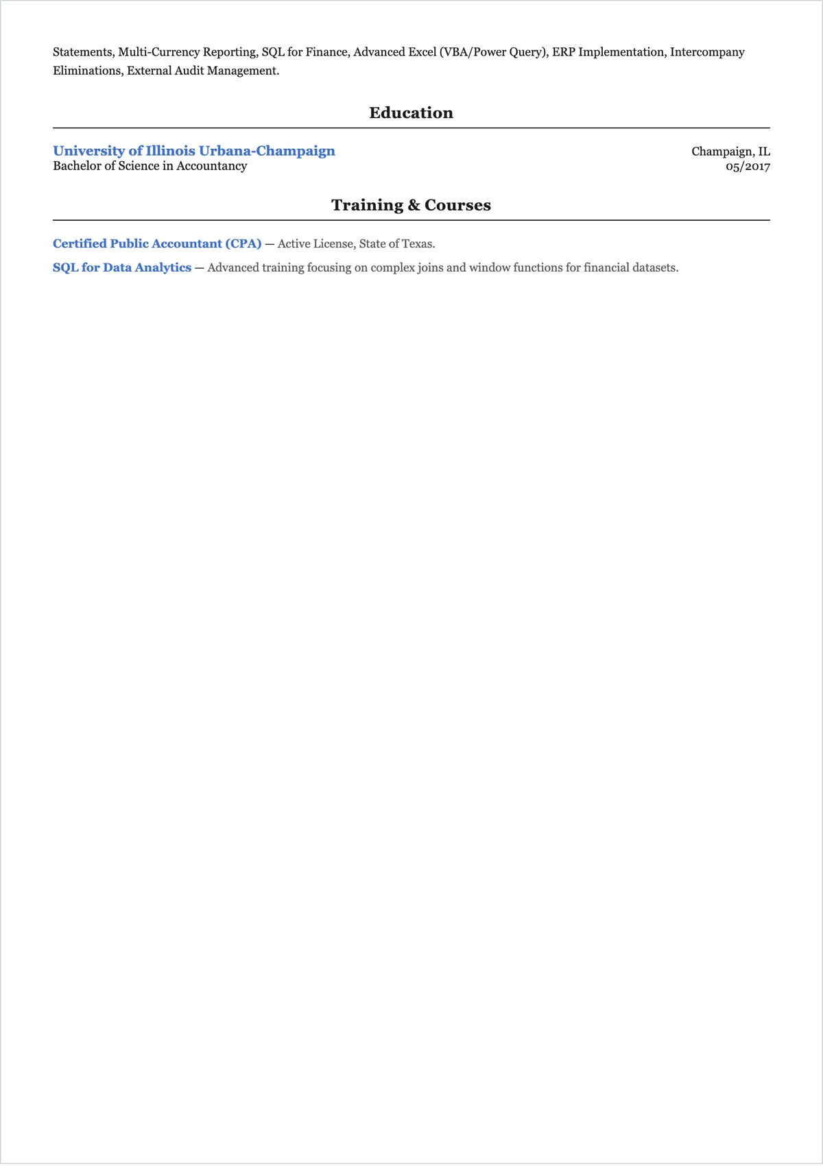 Free One Page Accountant ATS CV Template, AI CV Builder