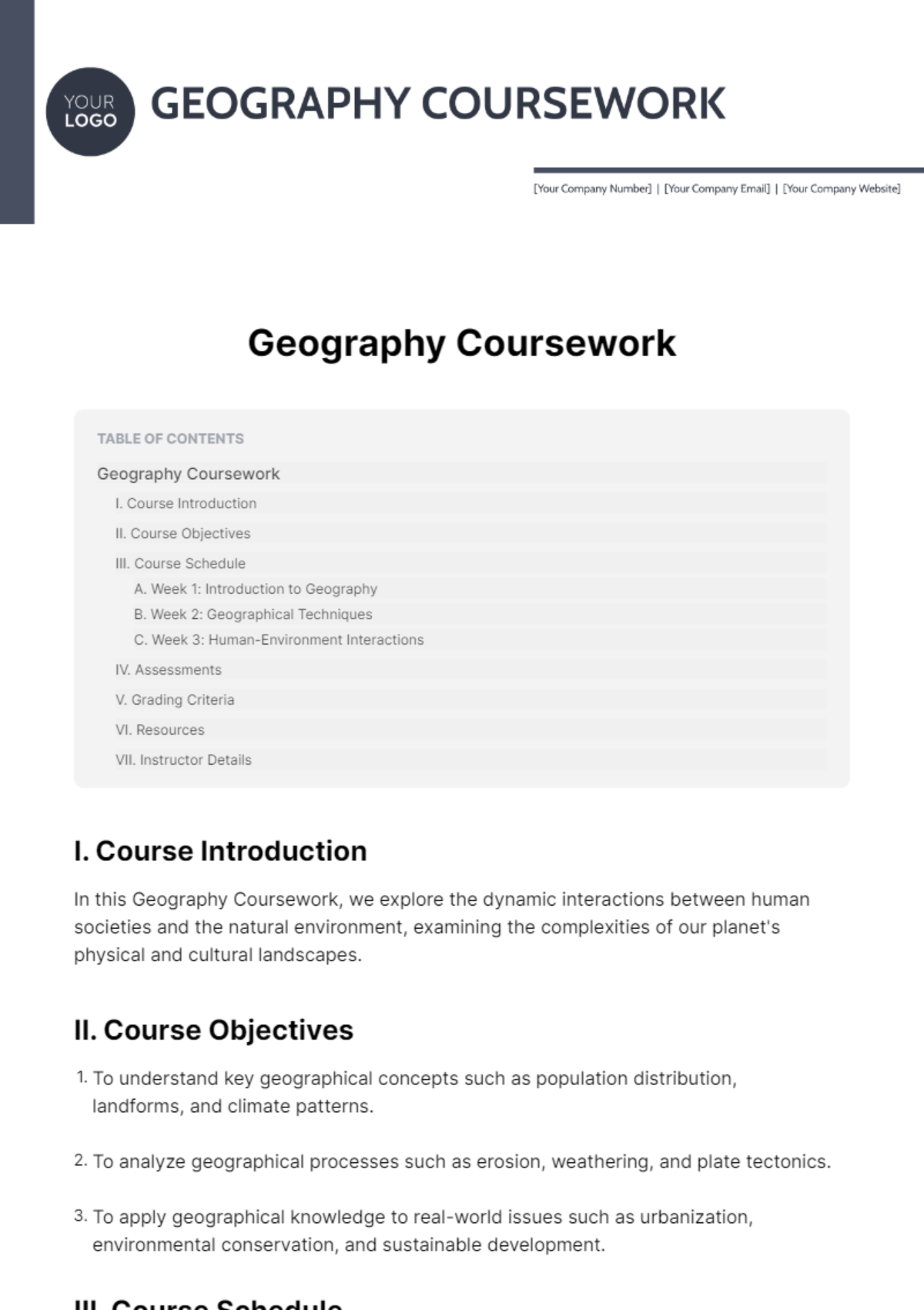 Geography Coursework Template - Edit Online & Download