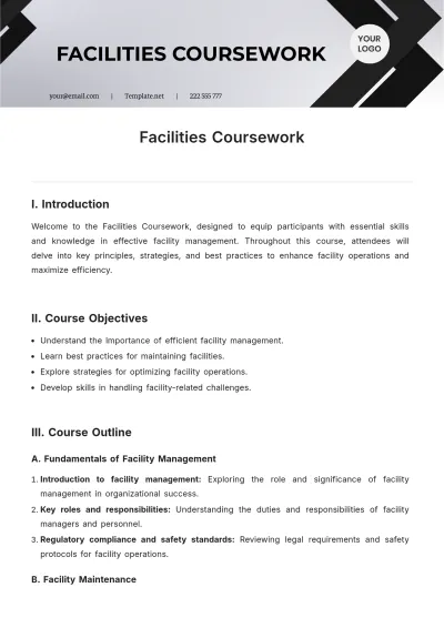 Free Facilities Coursework Template to Edit Online