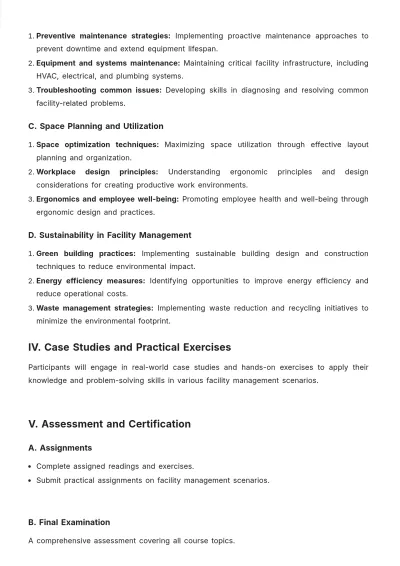 Free Facilities Coursework Template to Edit Online