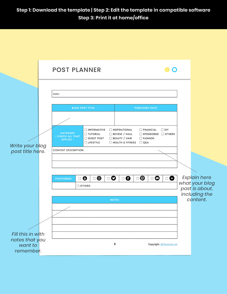 Printable Blog Planner Template
