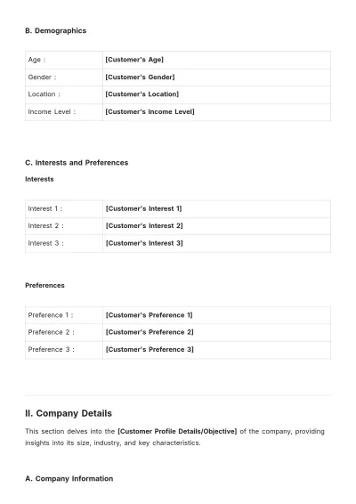 Free Basic Customer Profile Template to Edit Online