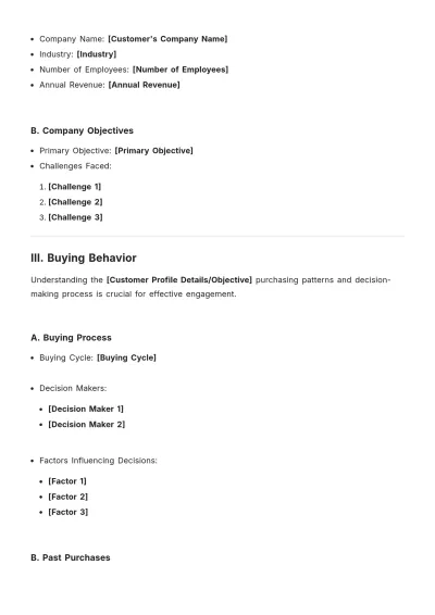 Free Basic Customer Profile Template to Edit Online