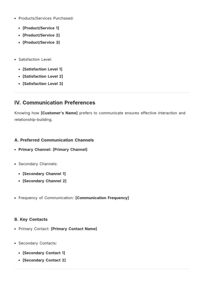 Free Basic Customer Profile Template to Edit Online