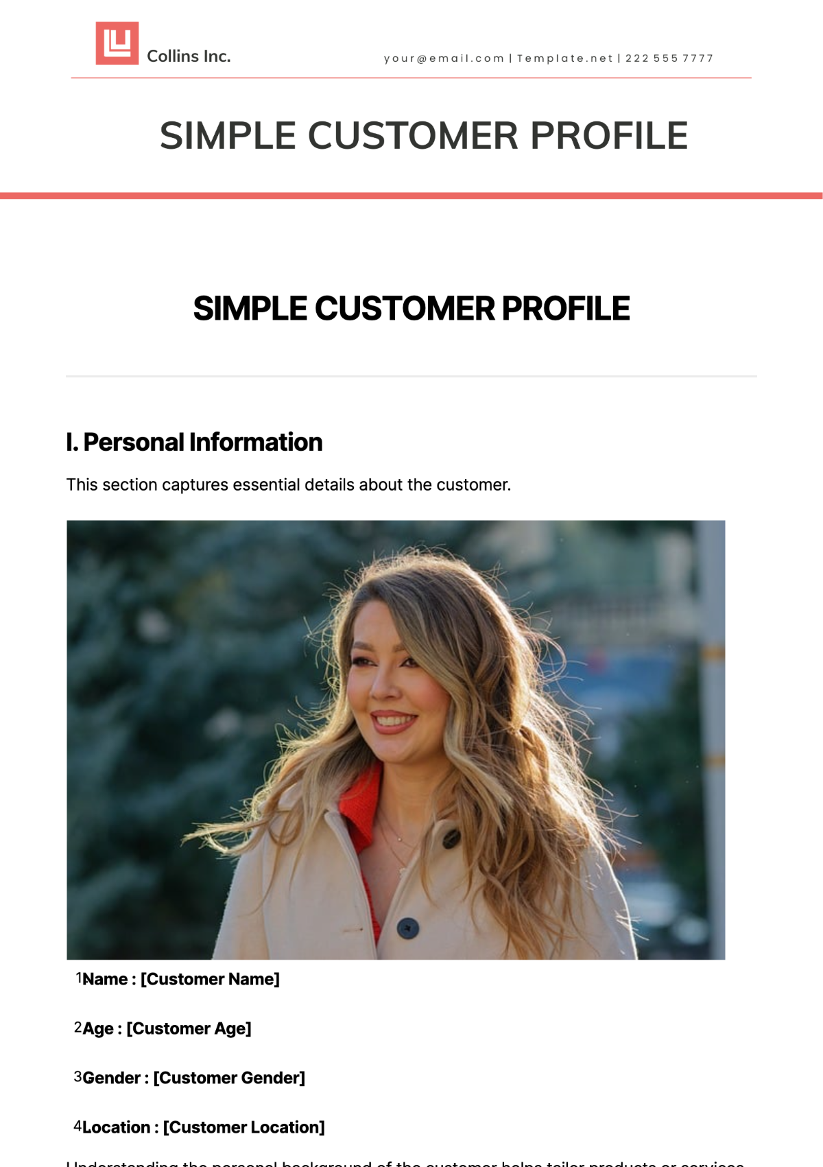 Simple Customer Profile Template - Edit Online & Download