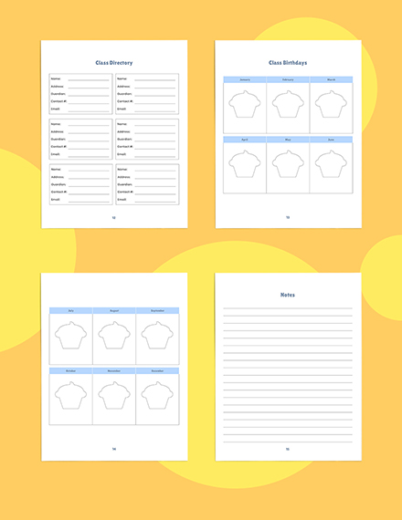 Weekly Preschool Planner Template - Word | Apple Pages