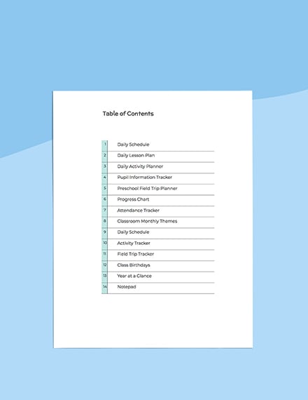 Daily Preschool Planner Template - PDF | Word | Apple Pages