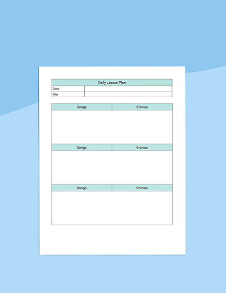 Daily Preschool Planner Template - PDF | Word | Apple Pages