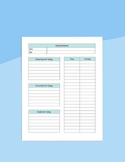 Daily Preschool Planner Template - PDF | Word | Apple Pages