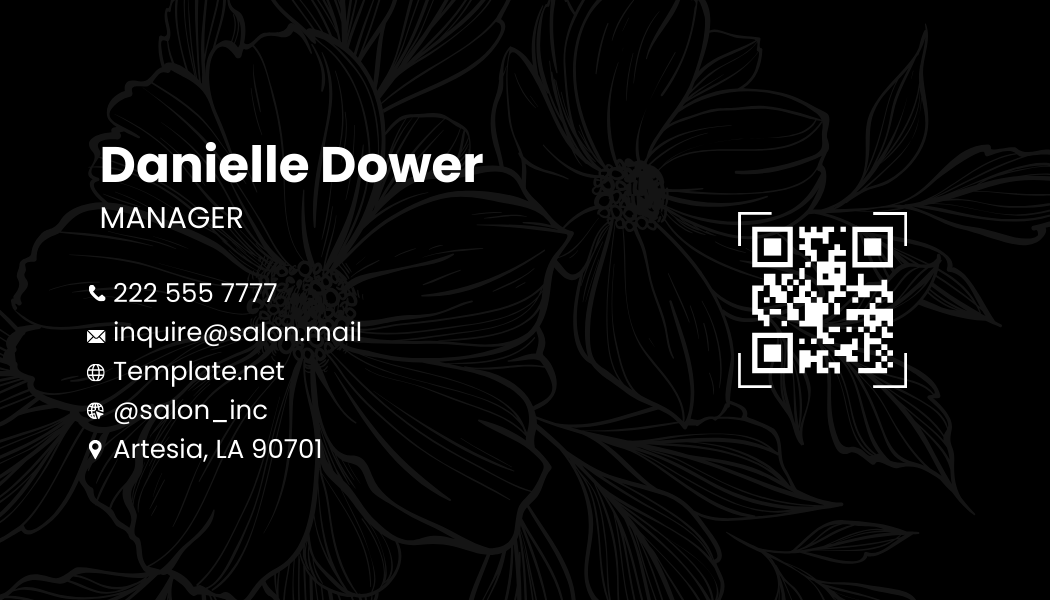 Free Salon Manager Business Card Template