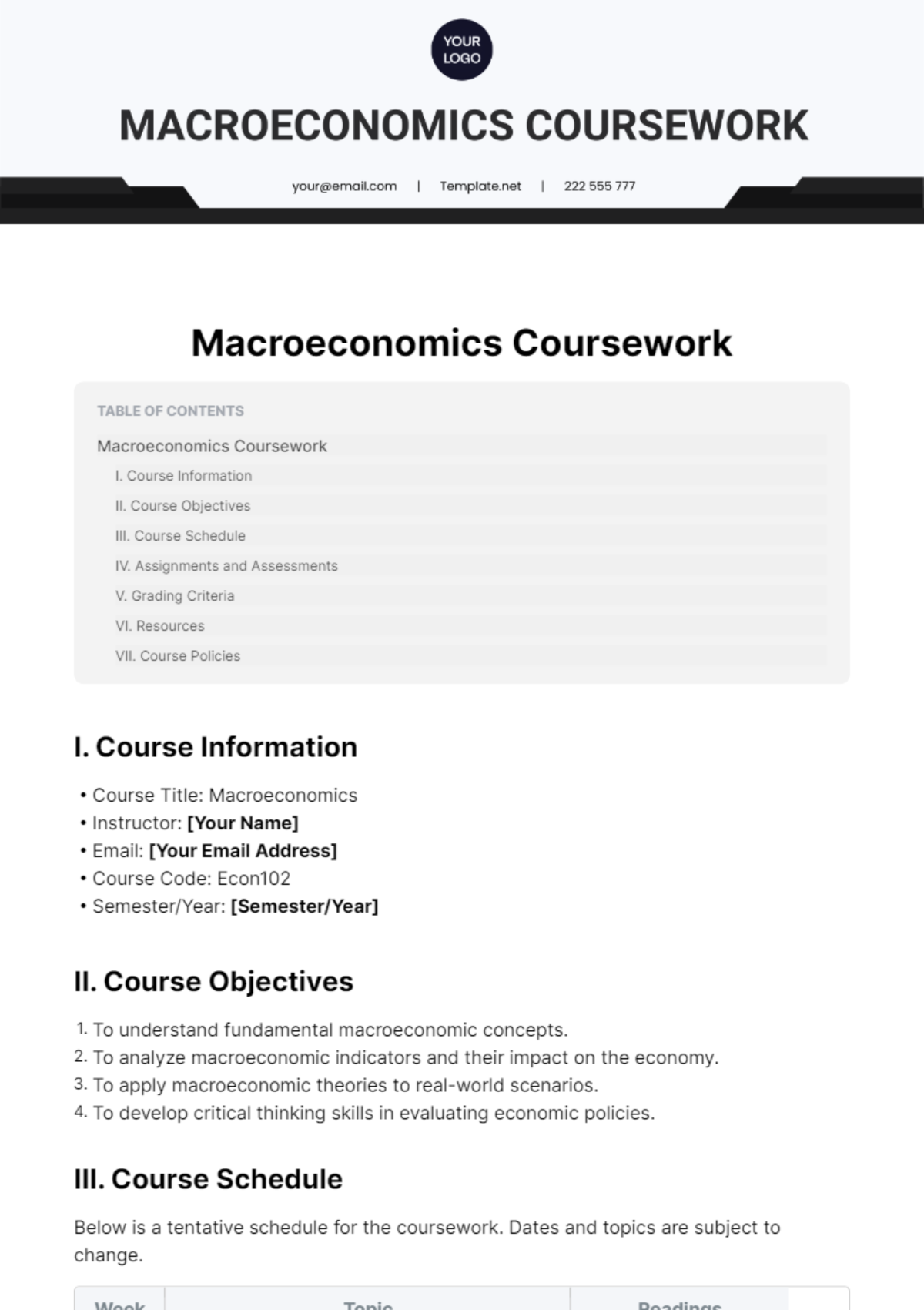 Macroeconomics Coursework Template
