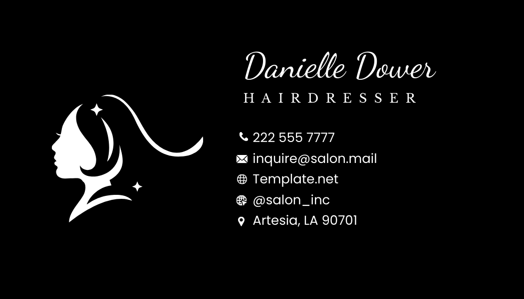 Free Salon Hairdresser Business Card Template