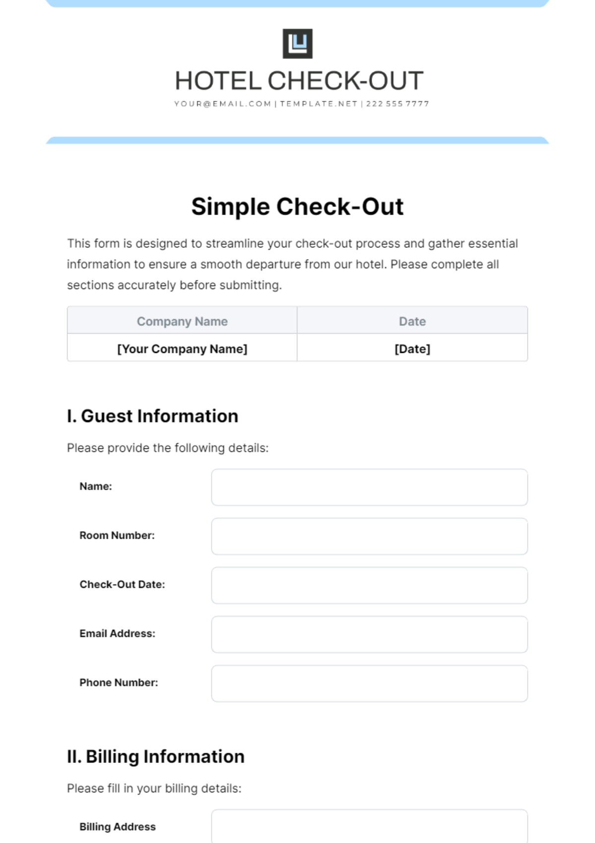 Simple Check-Out Template