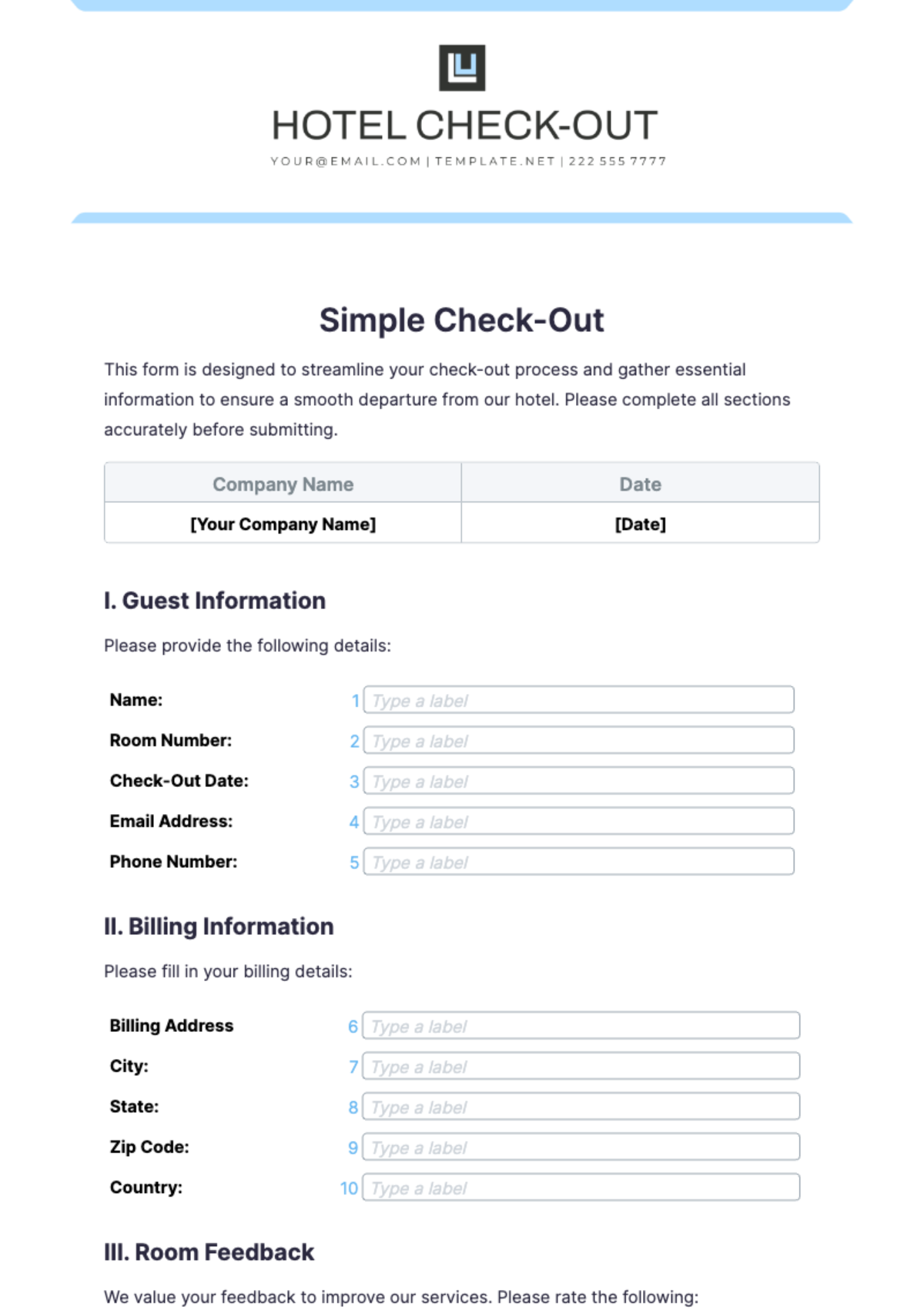 Simple Check-Out Template - Edit Online & Download