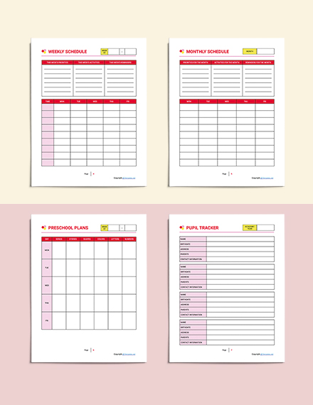 Free Printable Preschool Planner Template Word Apple Pages 