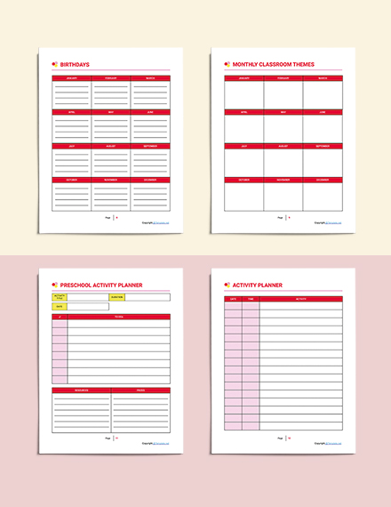 Free Printable Preschool Planner Template - Word, Apple Pages