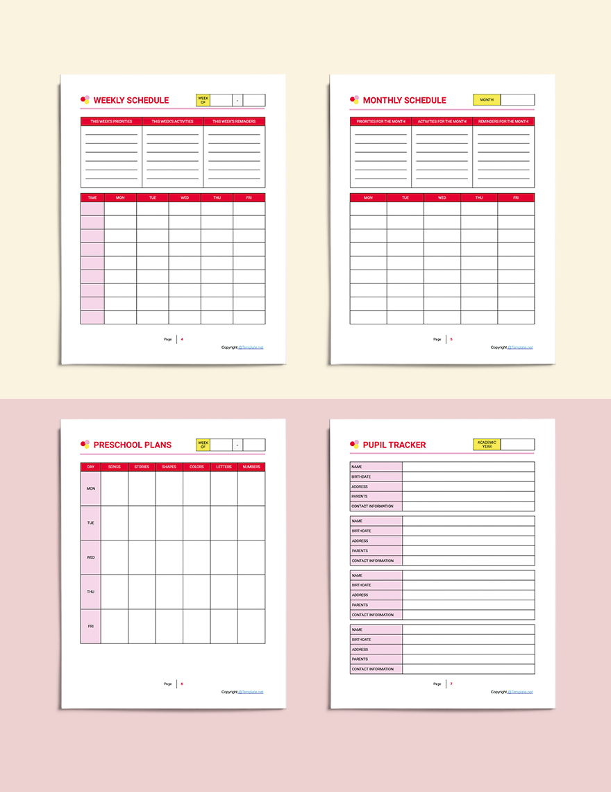 Printable Preschool Planner Template