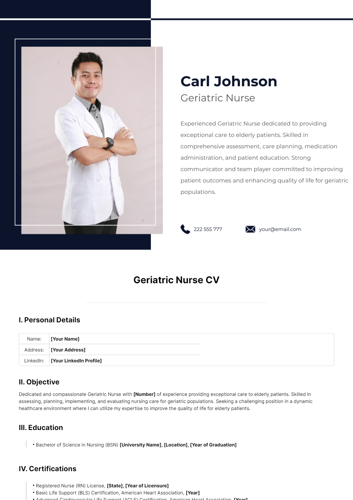 Geriatric Nurse CV Template
