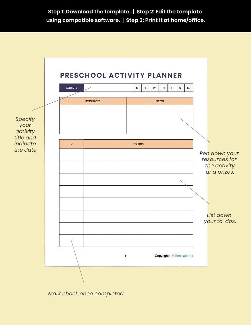 Simple Preschool Planner Template