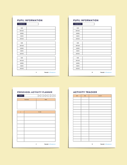 FREE Simple Preschool Planner Template - Word (DOC) | Apple (MAC) Pages